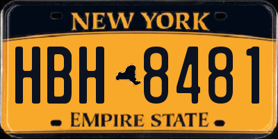 NY license plate HBH8481