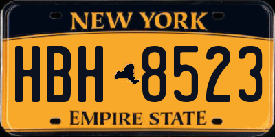 NY license plate HBH8523