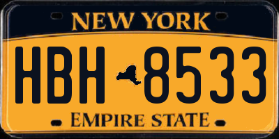 NY license plate HBH8533