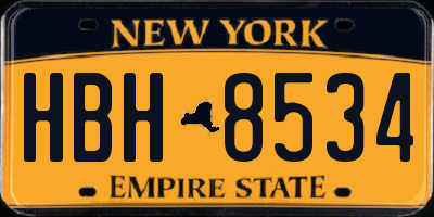 NY license plate HBH8534