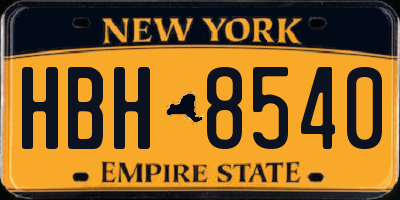 NY license plate HBH8540