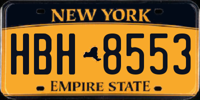 NY license plate HBH8553