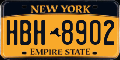 NY license plate HBH8902