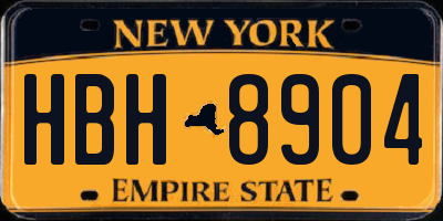 NY license plate HBH8904