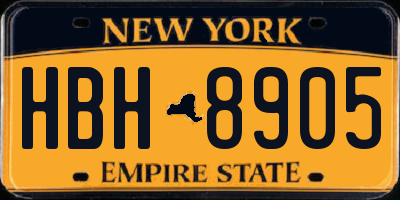 NY license plate HBH8905