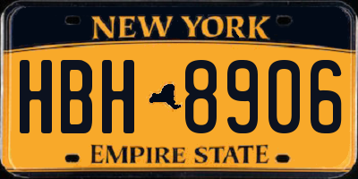 NY license plate HBH8906