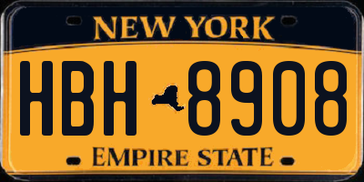 NY license plate HBH8908