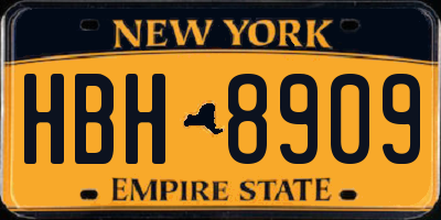 NY license plate HBH8909
