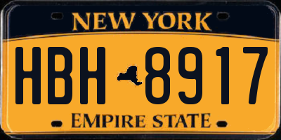 NY license plate HBH8917