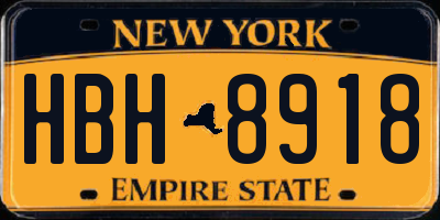 NY license plate HBH8918