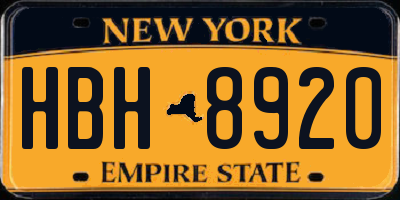 NY license plate HBH8920