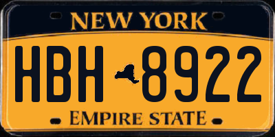 NY license plate HBH8922