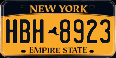 NY license plate HBH8923
