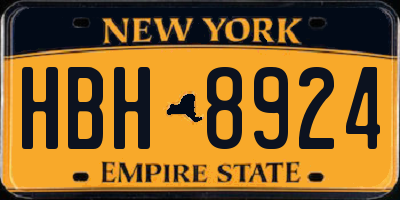 NY license plate HBH8924