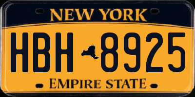 NY license plate HBH8925