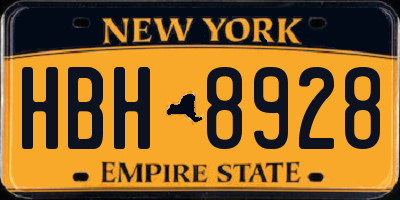 NY license plate HBH8928