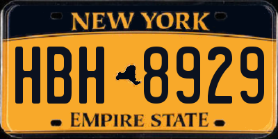 NY license plate HBH8929