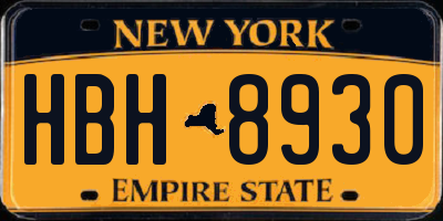 NY license plate HBH8930