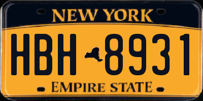 NY license plate HBH8931