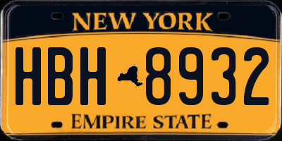 NY license plate HBH8932