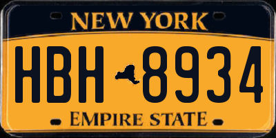 NY license plate HBH8934