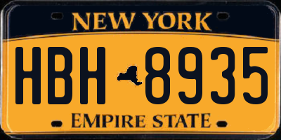 NY license plate HBH8935