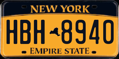NY license plate HBH8940