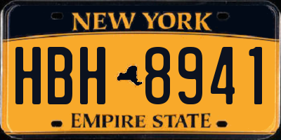 NY license plate HBH8941
