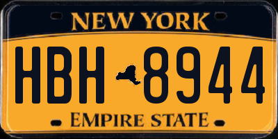 NY license plate HBH8944