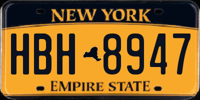 NY license plate HBH8947