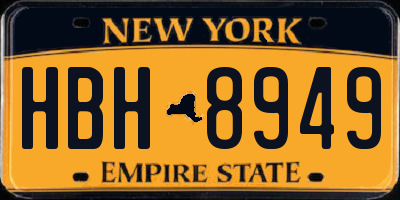 NY license plate HBH8949