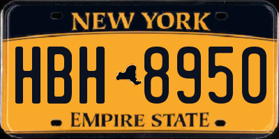 NY license plate HBH8950