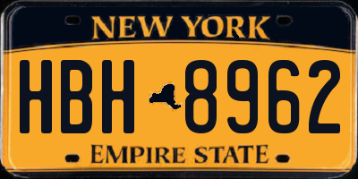 NY license plate HBH8962
