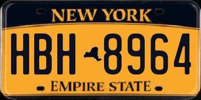 NY license plate HBH8964