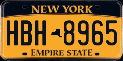 NY license plate HBH8965