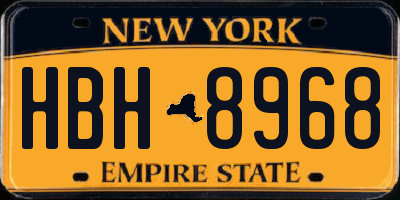 NY license plate HBH8968