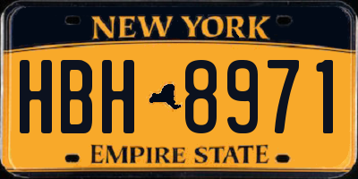 NY license plate HBH8971