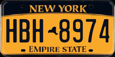 NY license plate HBH8974