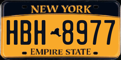 NY license plate HBH8977