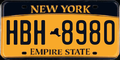 NY license plate HBH8980