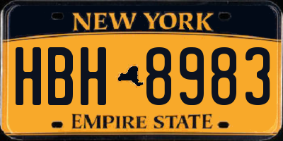 NY license plate HBH8983