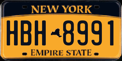 NY license plate HBH8991