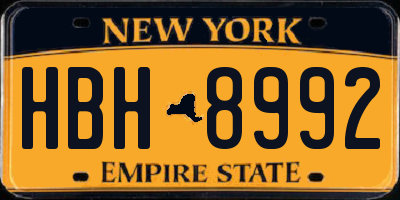 NY license plate HBH8992