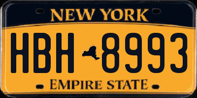 NY license plate HBH8993