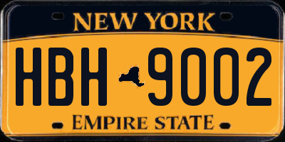 NY license plate HBH9002