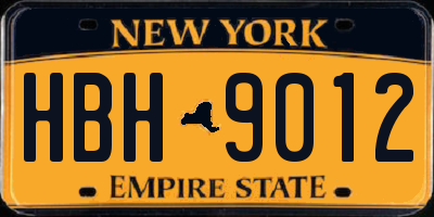NY license plate HBH9012