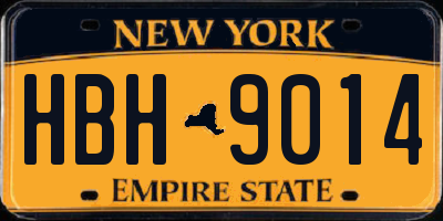 NY license plate HBH9014