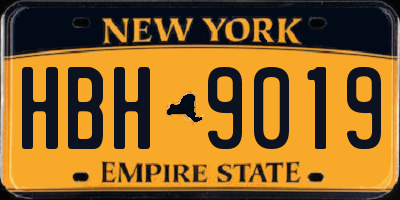 NY license plate HBH9019