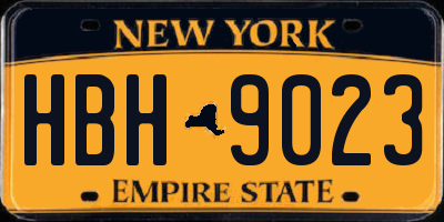 NY license plate HBH9023