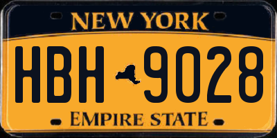 NY license plate HBH9028